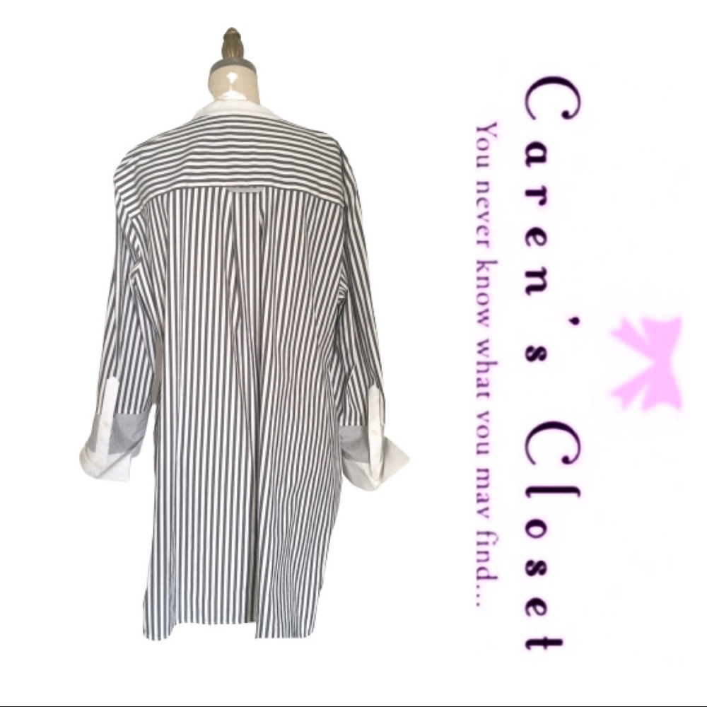 NWOT Lafayette 148 Marianna Saxony Stripe Blouse - Picture 4 of 6